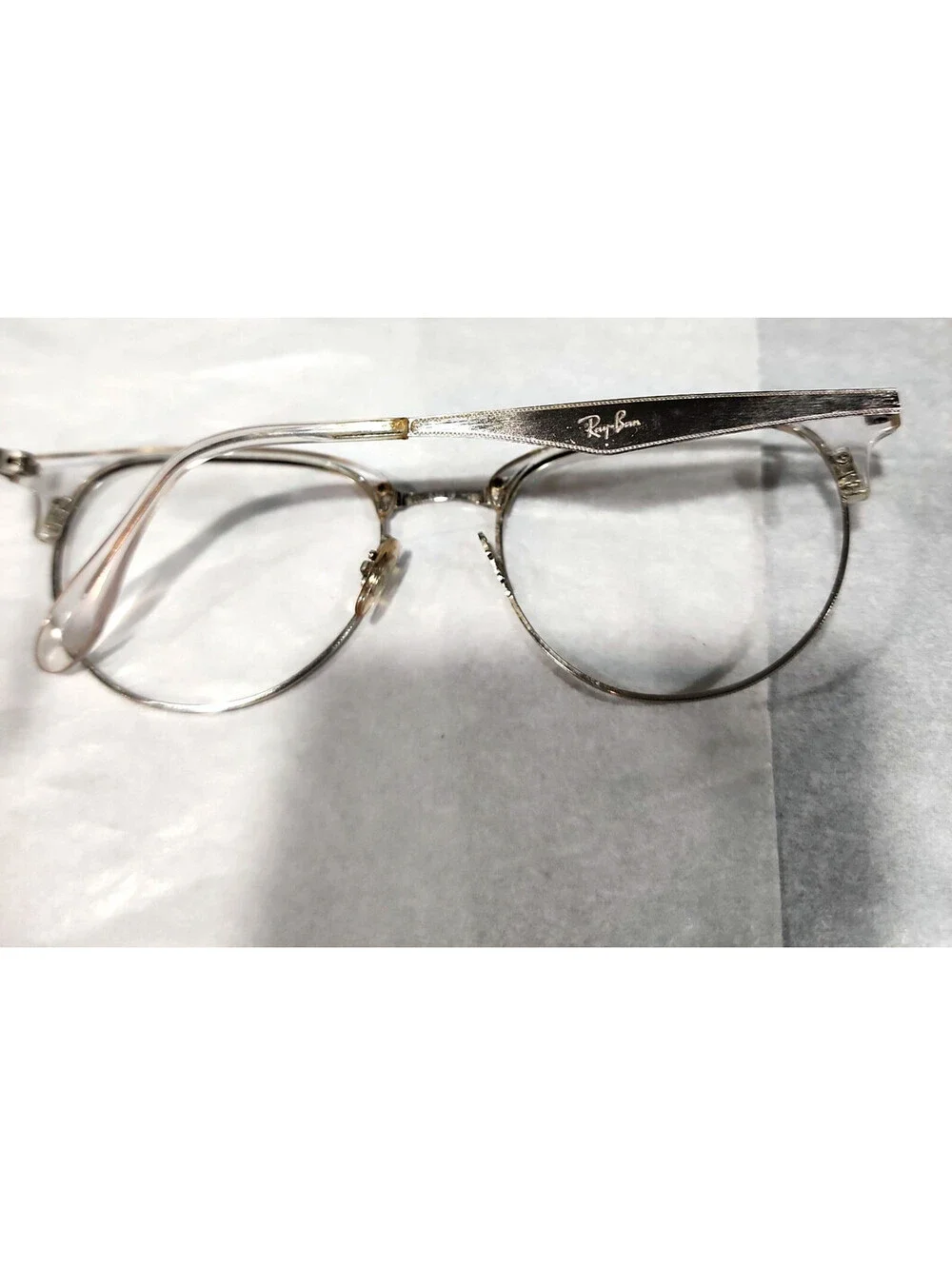 Ray Ban RB6396 2936 No Nose Pad Clear Silver Metal Round Eyeglasses 53-19 145